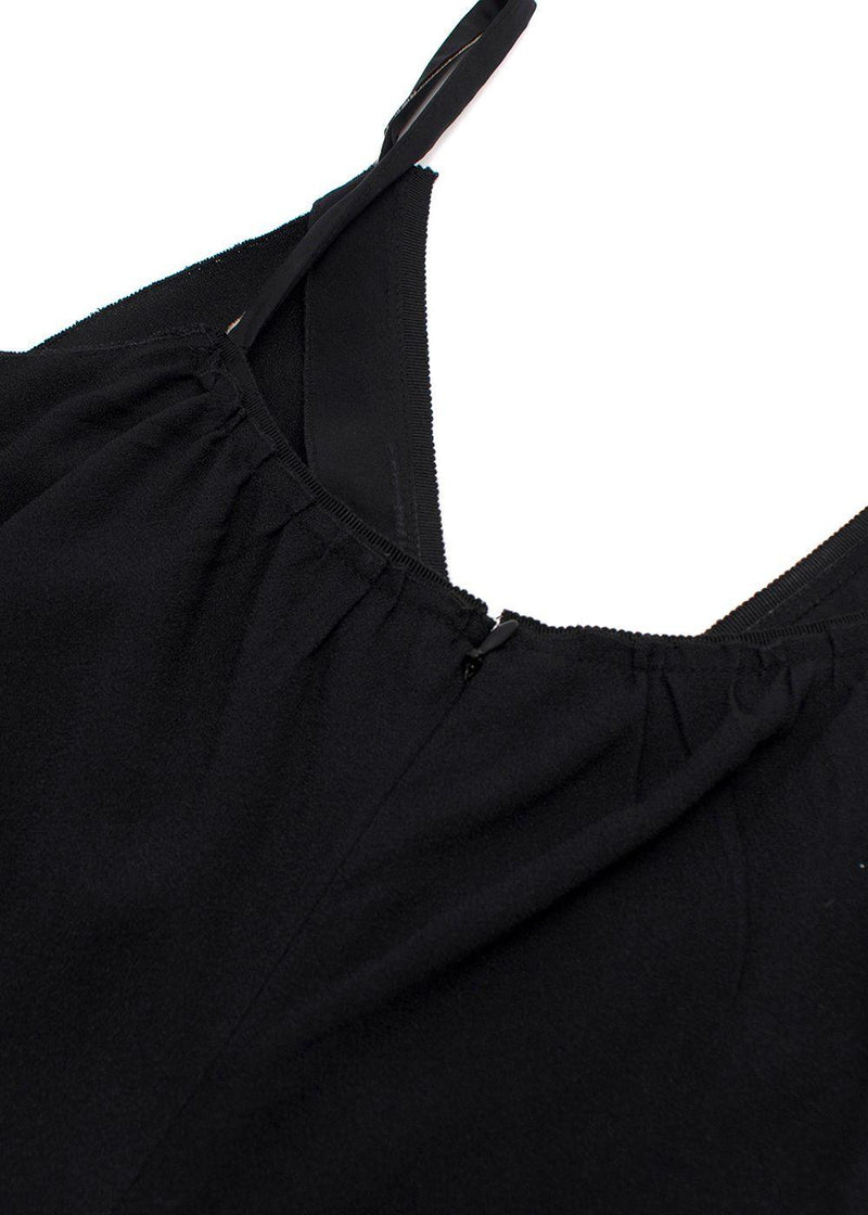 Prada Black Ruched Laced Hem Midi Dress