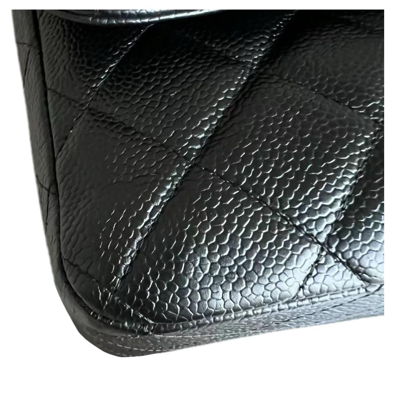 Classic Black Quilted Caviar Jumbo  Single Flap