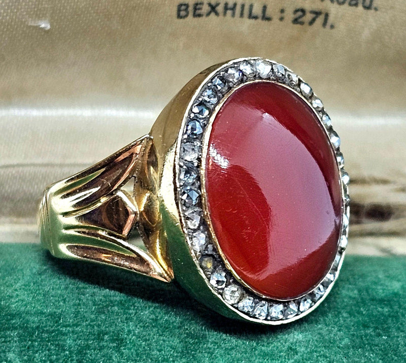 Antique 1820 Rose Cut Diamond and Carnelian Ring