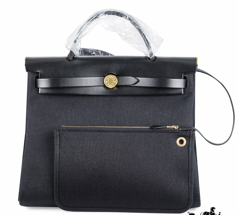 Hermès Noir/ Hunter Zip Retourne 31cm Herbag