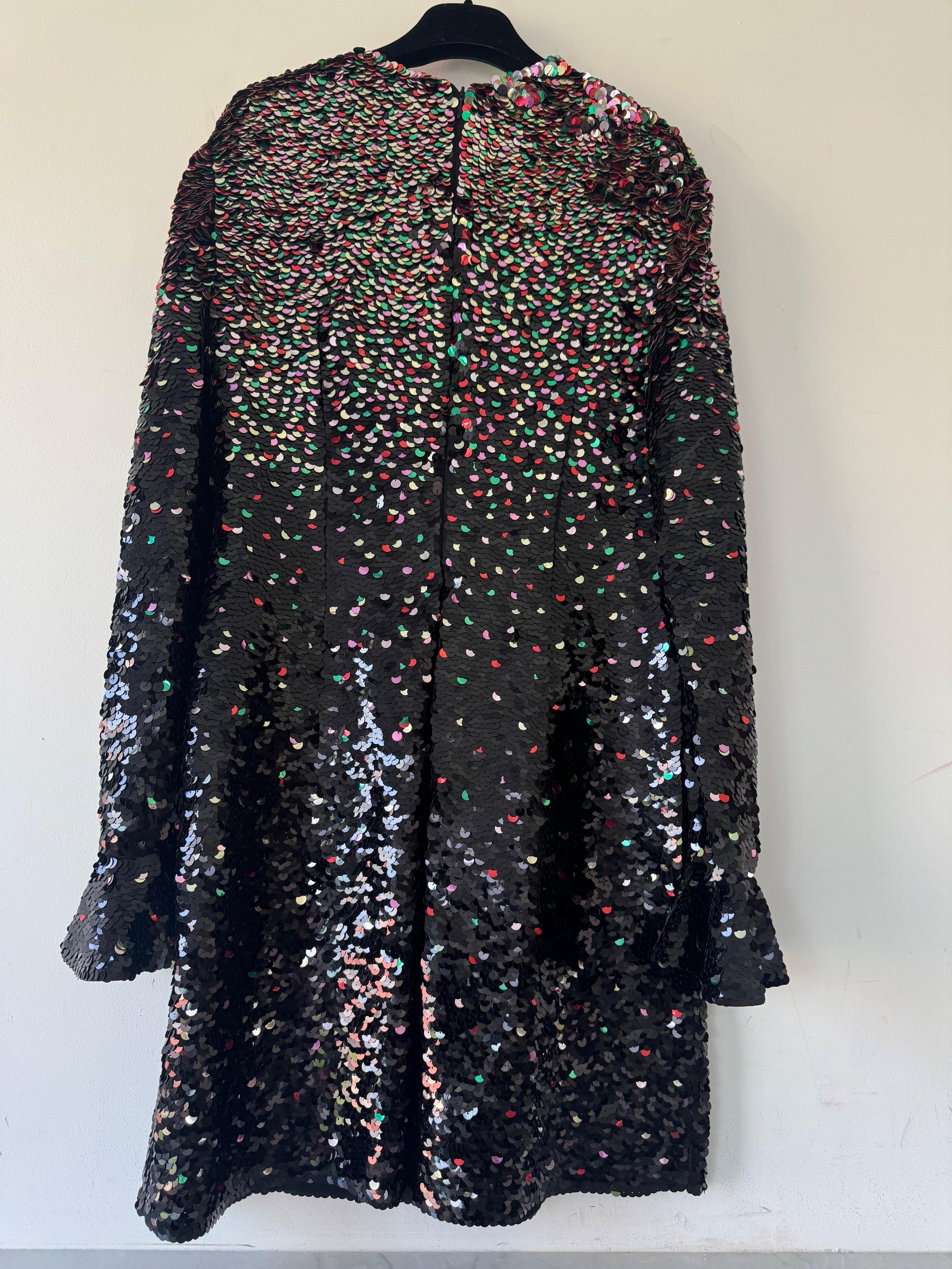 Valentino Black Sequinned Silk Chiffon Mini Dress