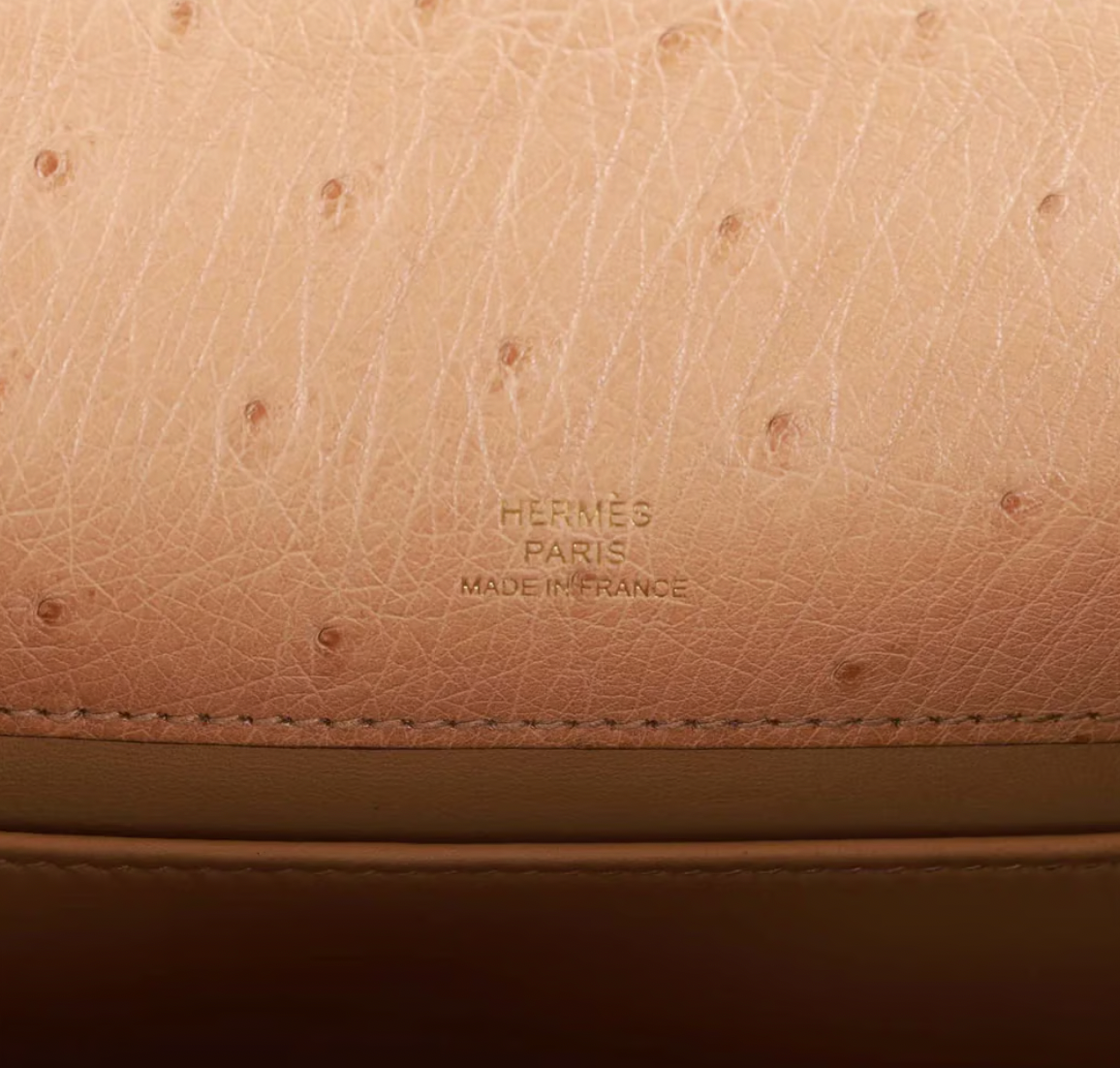 22cms Mini Pochette  Autruche Chai Gold Hardware