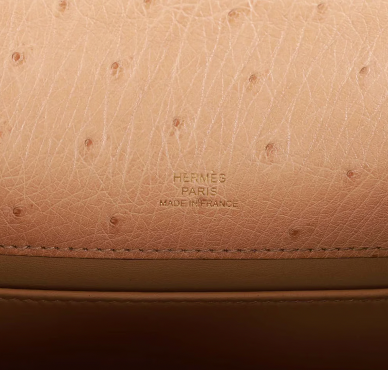 22cms Mini Pochette  Autruche Chai Gold Hardware