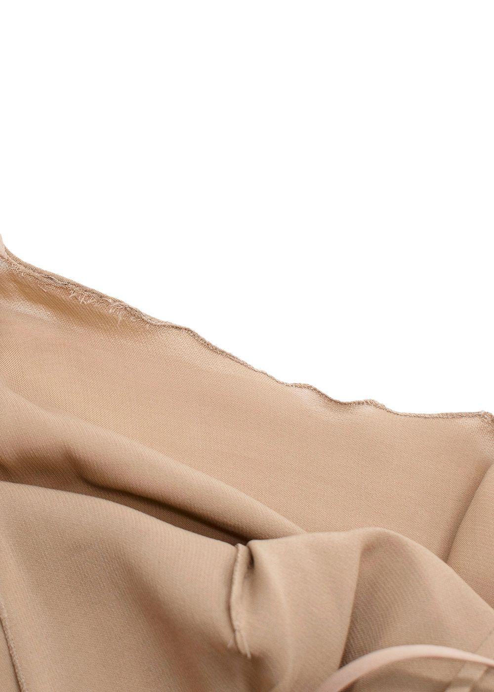 Alberta Ferretti Camel Silk Chiffon Draped Midi Dress