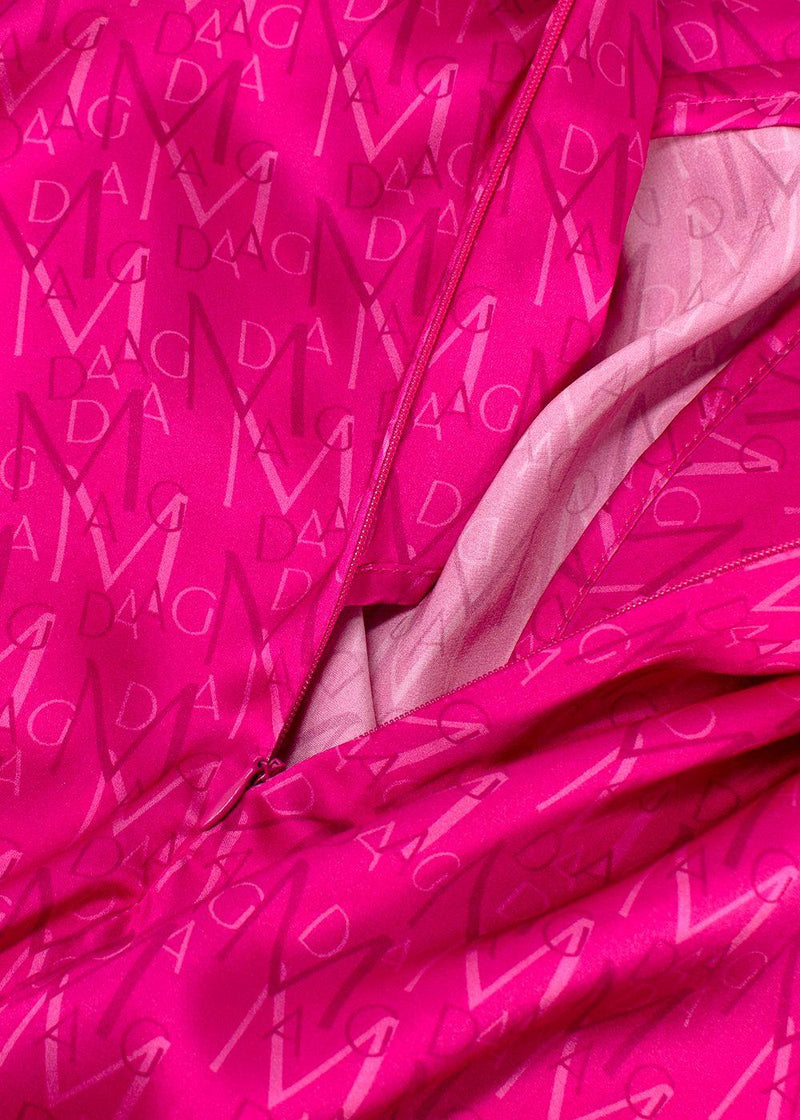 Magda Butrym Pink Monogram Silk Midi Skirt