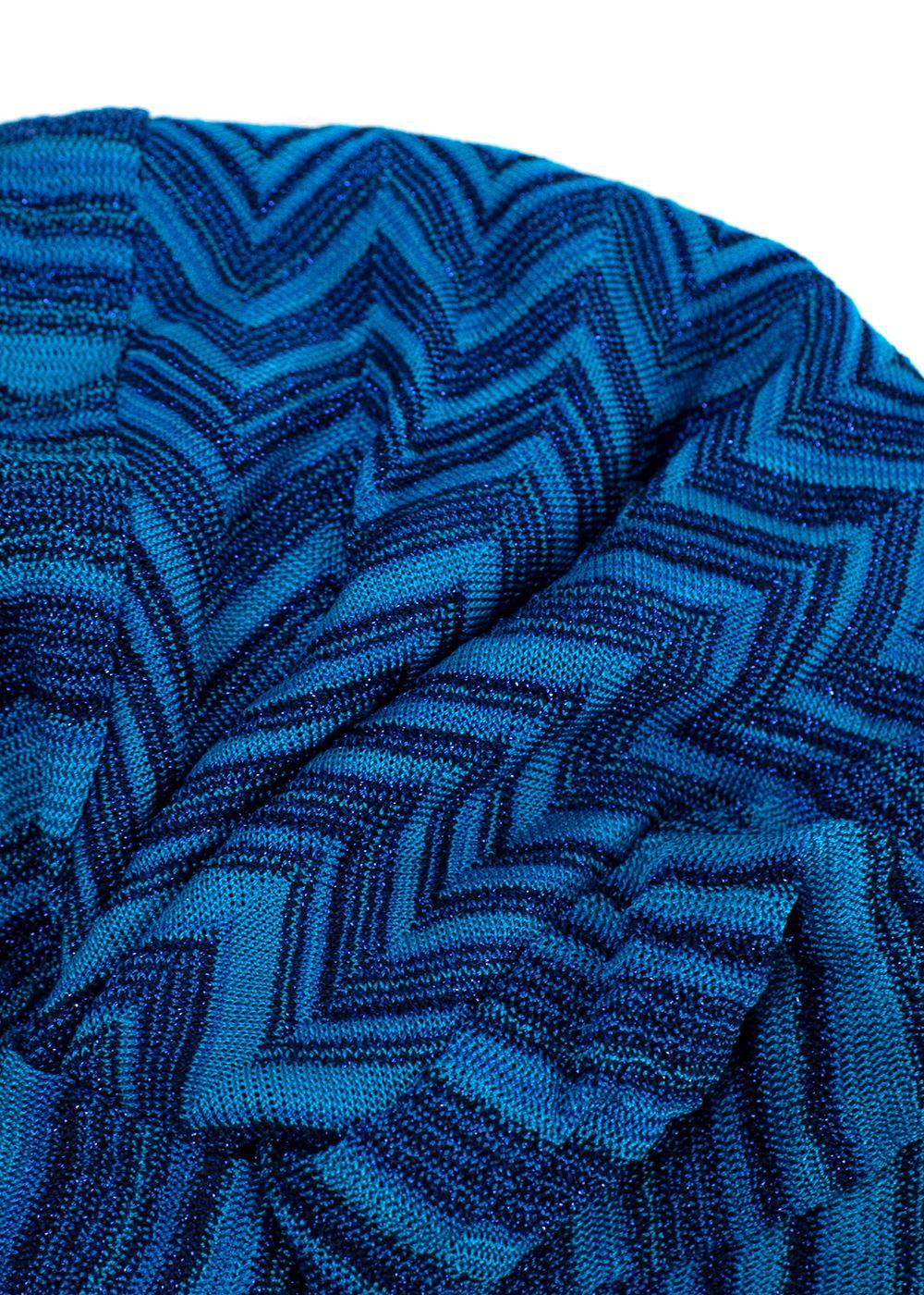 Missoni Blue Two-tone Zig-zag Knit Turban