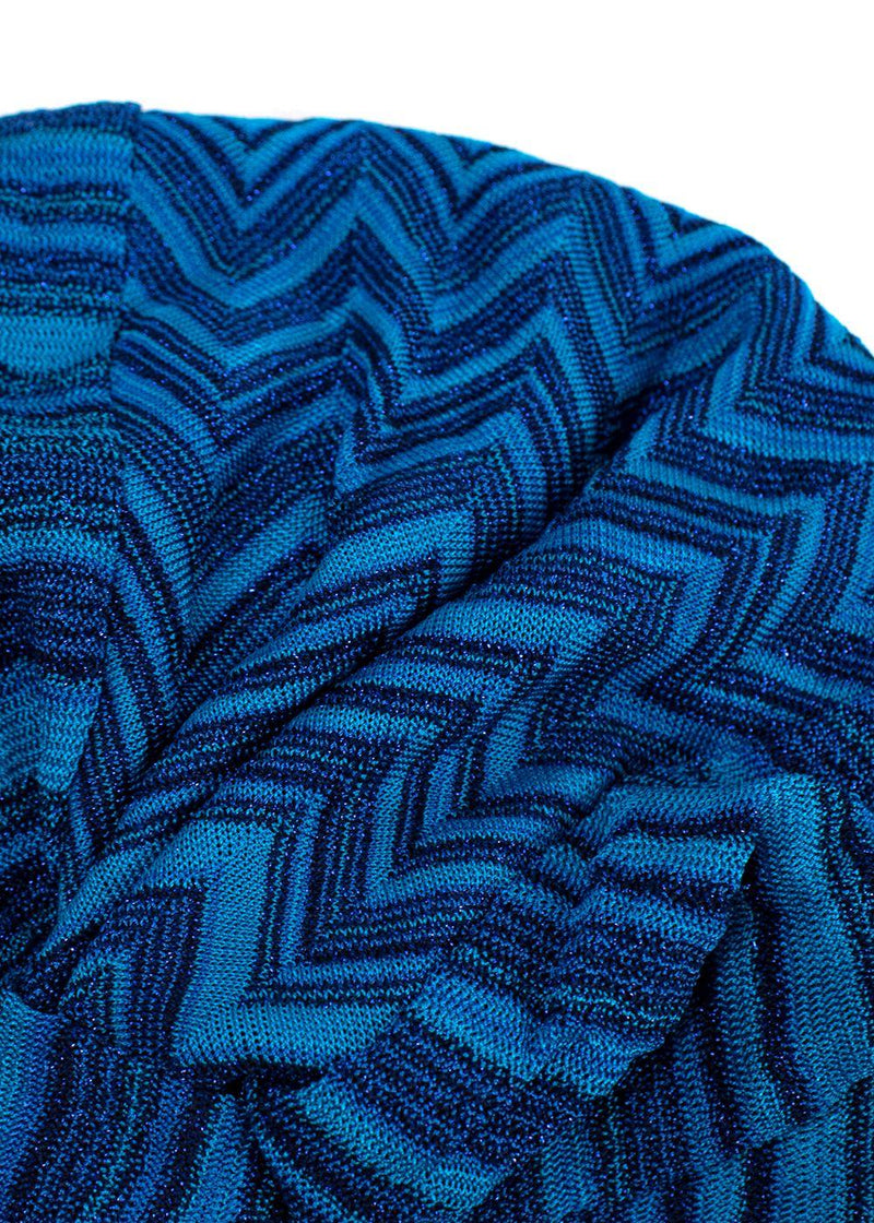 Missoni Blue Two-tone Zig-zag Knit Turban