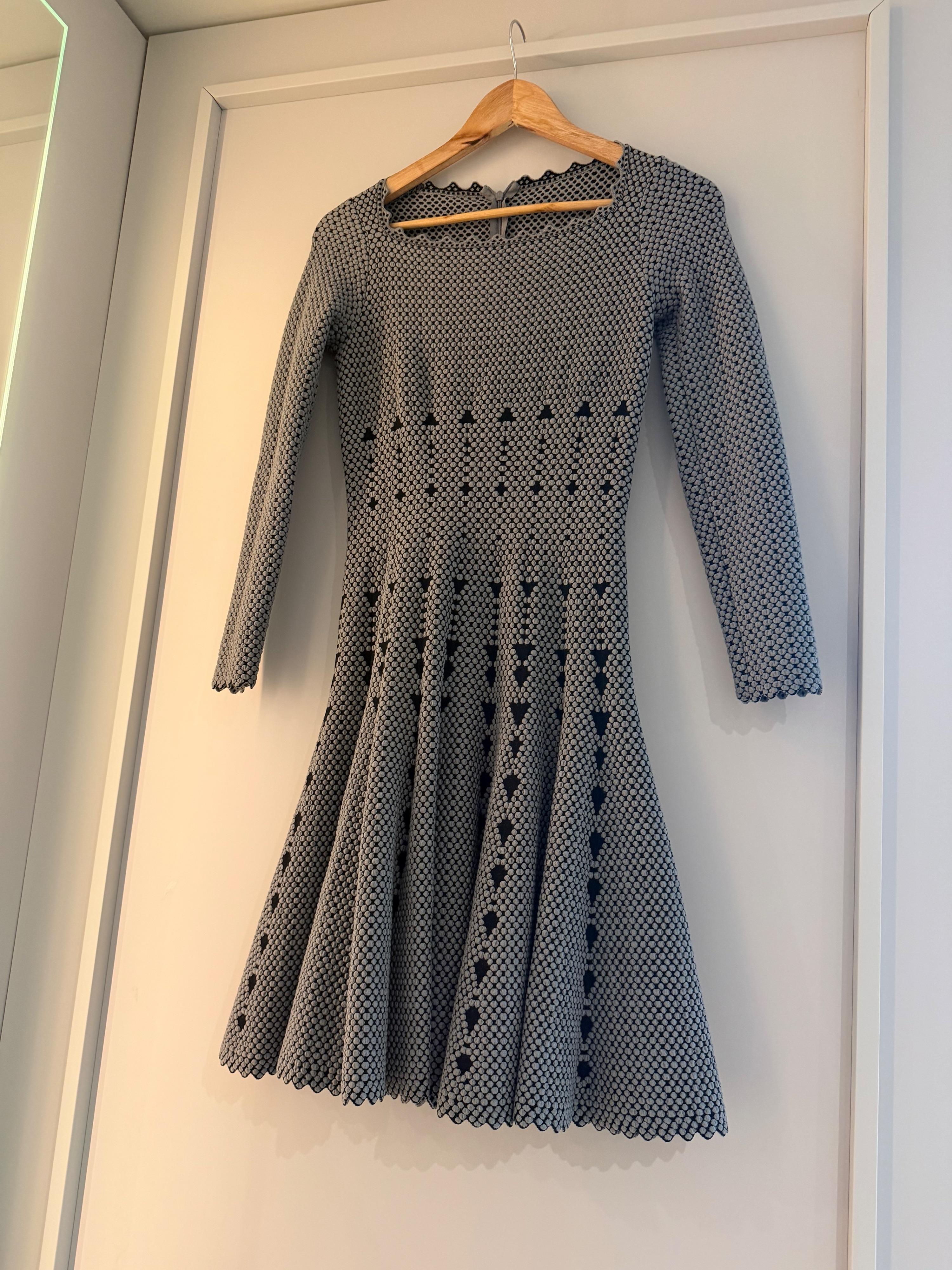 Alaia Grey Fit And Flare Dress
