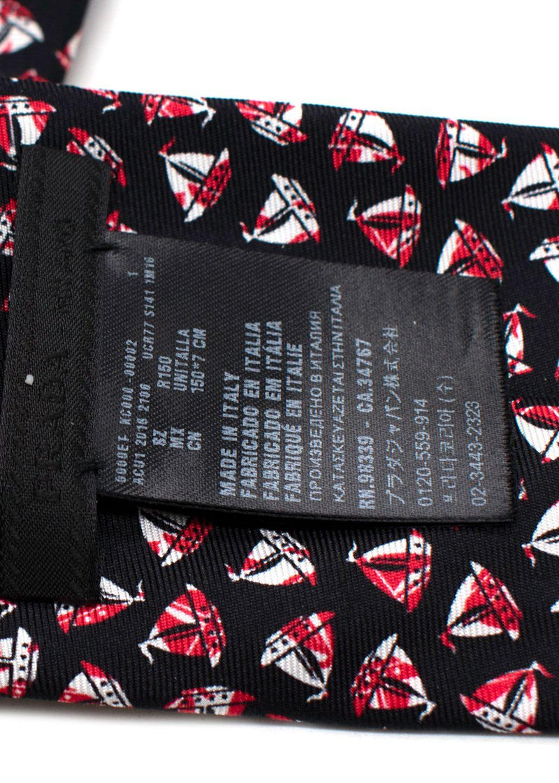 Prada Sailing Boat Silk Tie