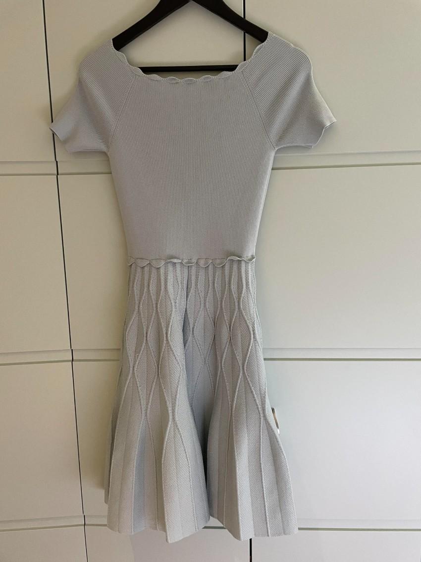 Sandro Blue Fit & Flare Knit Dress