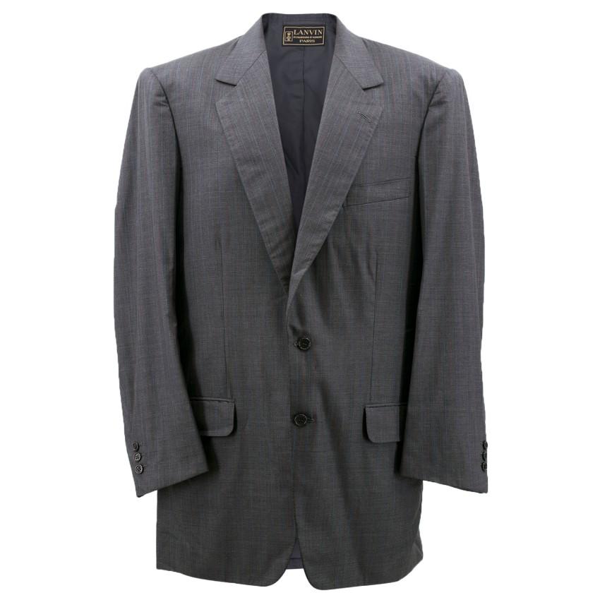Lanvin Grey and Red Pinstripe Blazer