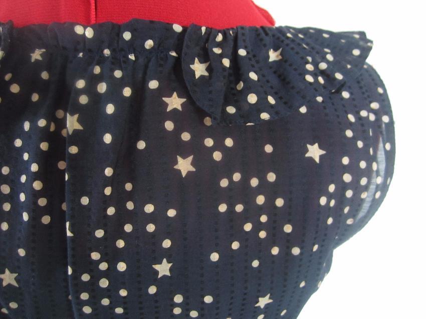 Marc by Marc Jacobs Blue White Star Print Ruffle Detail Dress