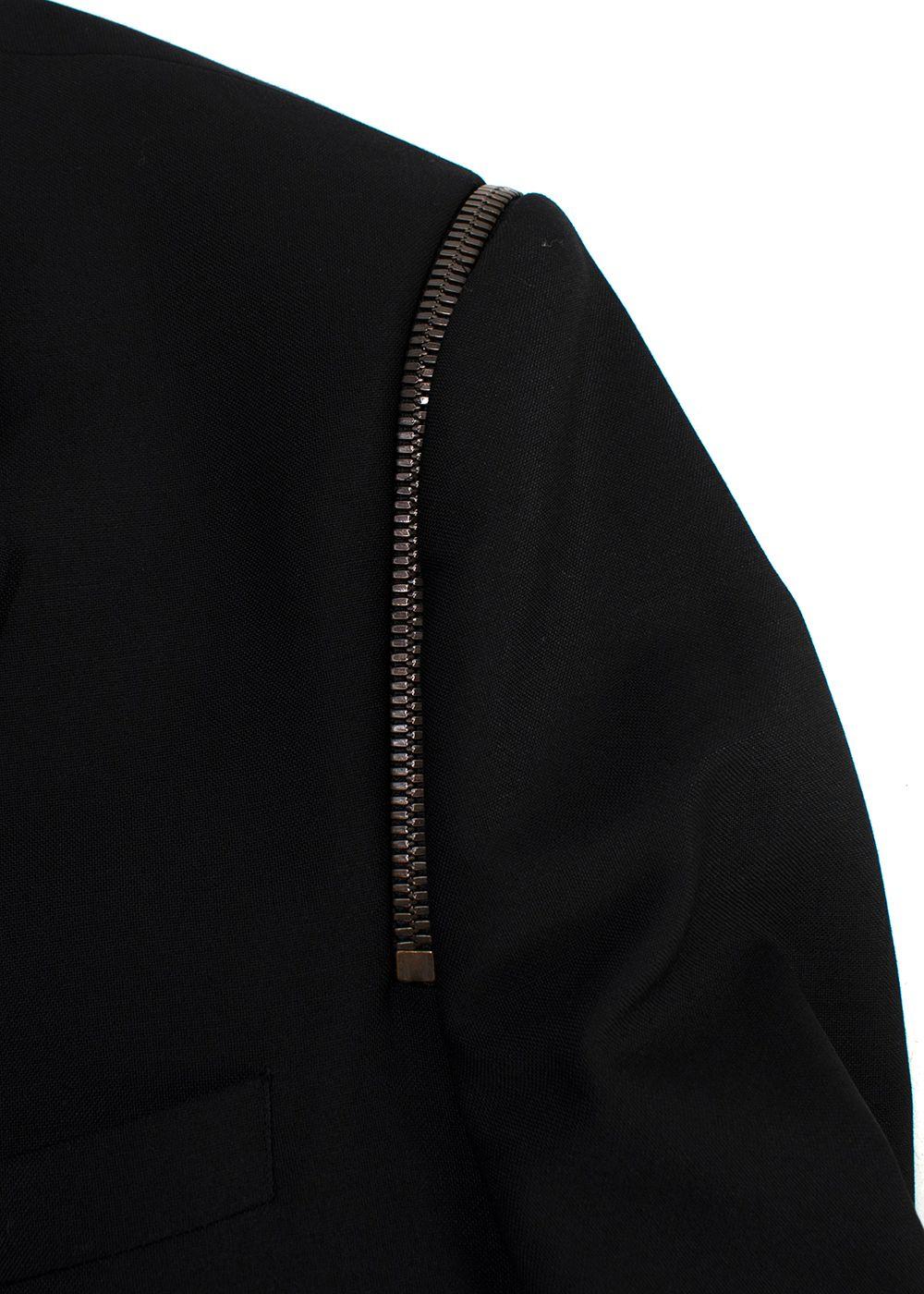 Balmain Black Wool Blazer with Zipper Detail
