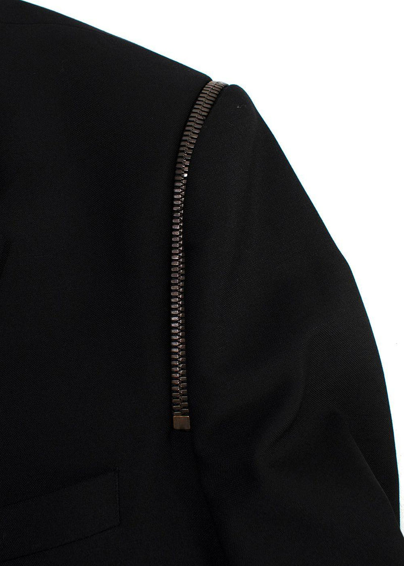 Balmain Black Wool Blazer with Zipper Detail