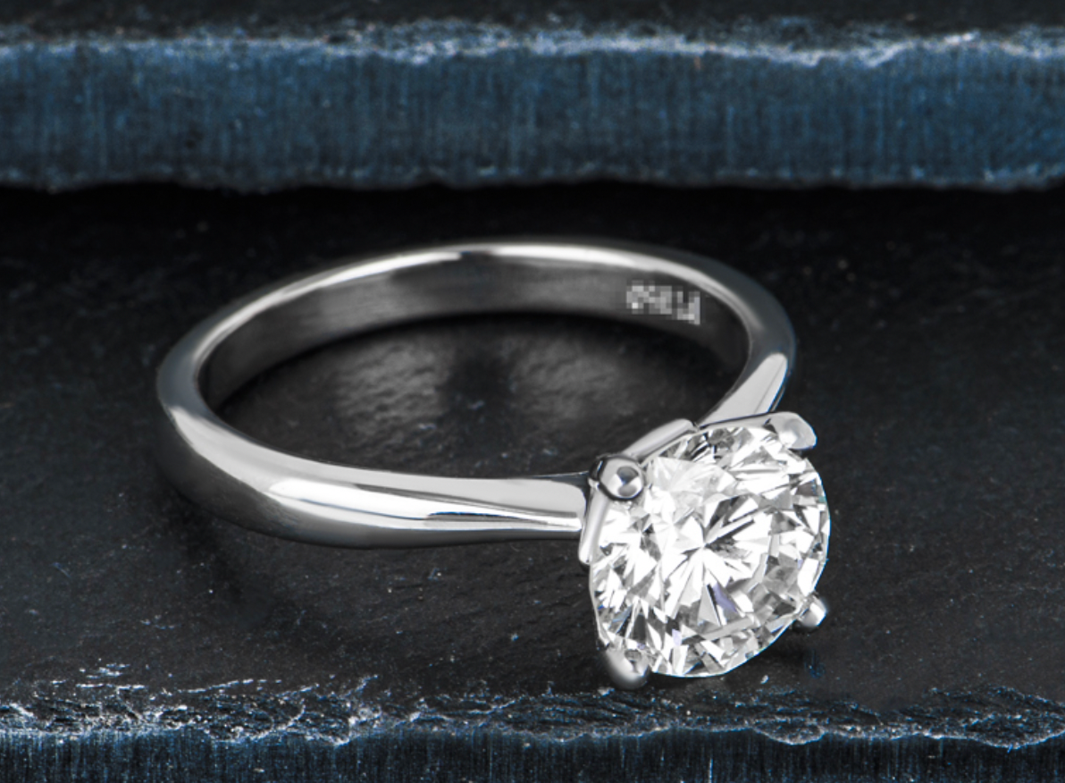 Round Brilliant Cut Diamond Platinum Set Ring - Size 53