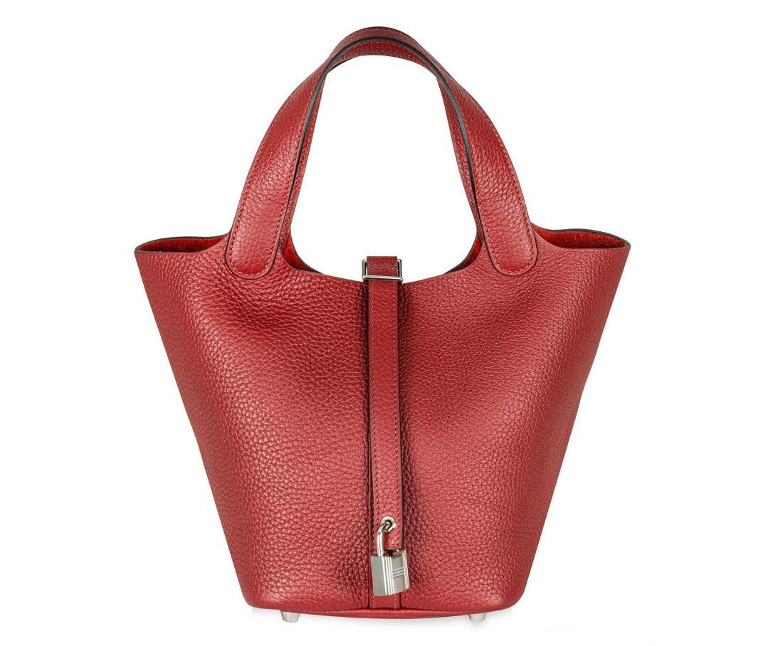 Hermes Picotin 18 in Rouge Grenat Clemence Leather with Palladium Hardware