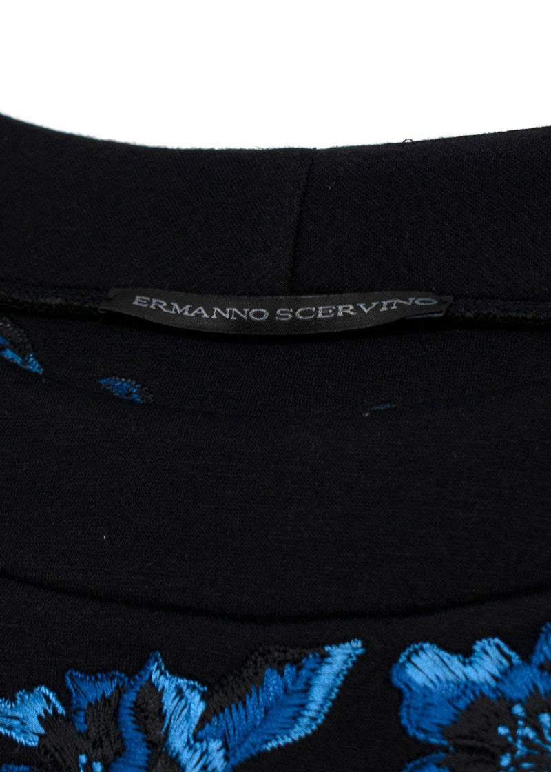 Ermanno Scervino Blue Floral Embroidered Sweatshirt