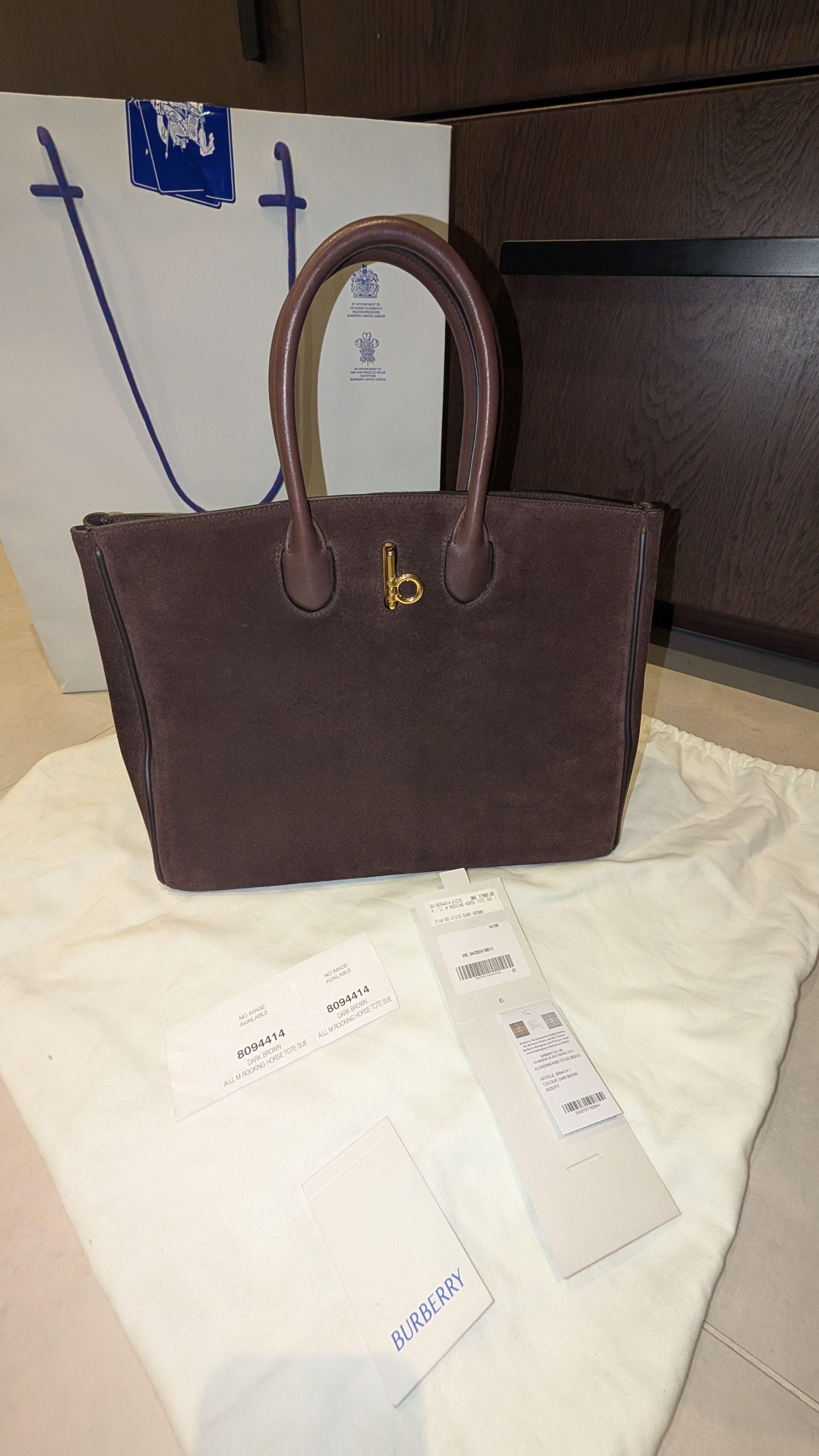 Burberry Brown Suede Rocking Horse Tote