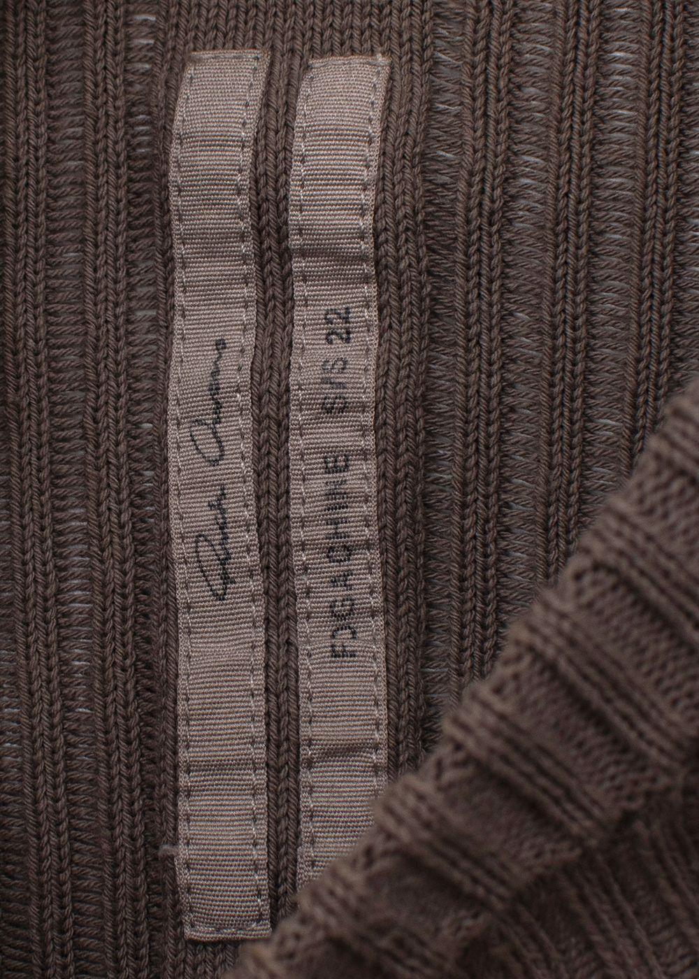 Rick Owens Brown Drop-Stitched Ribbed-Cotton Sweater