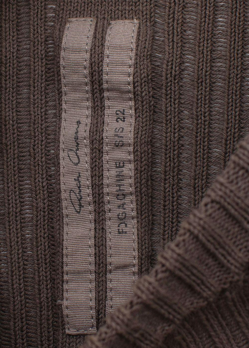 Rick Owens Brown Drop-Stitched Ribbed-Cotton Sweater