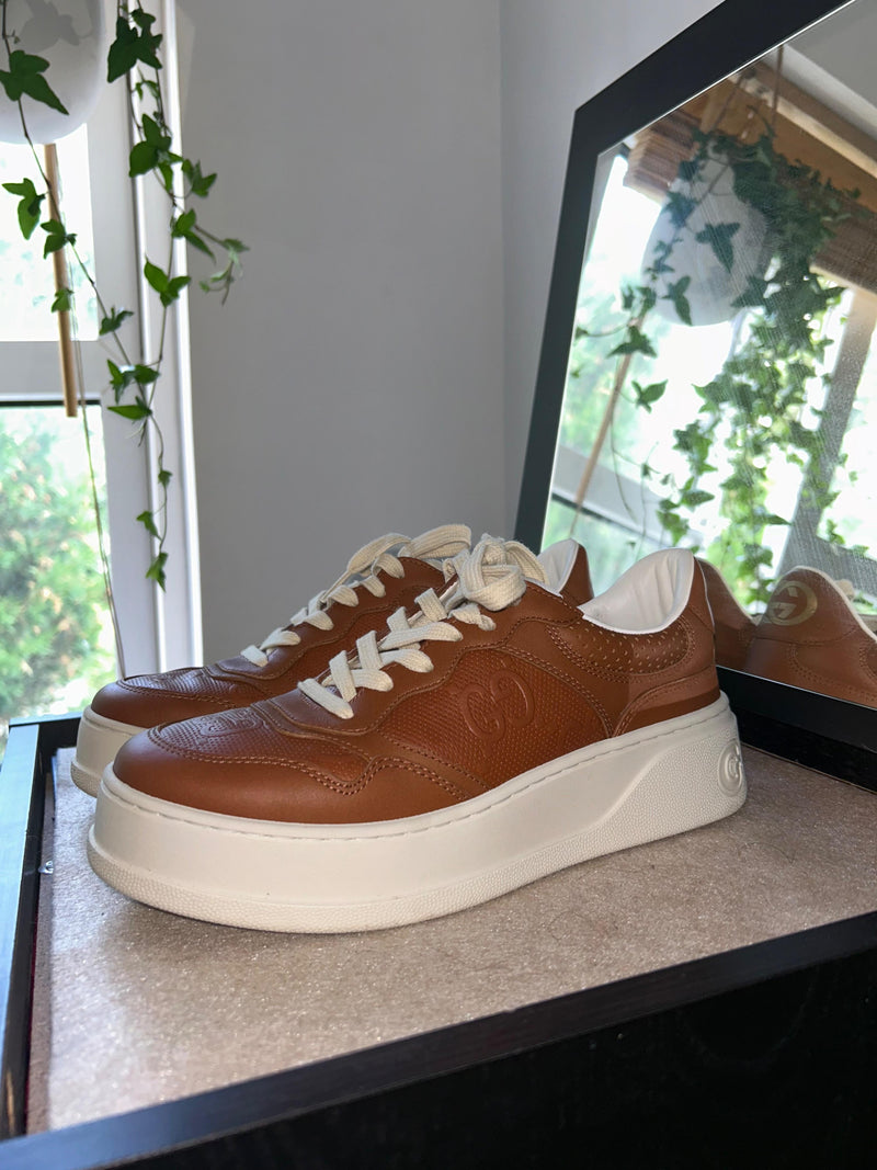 Tan GG Chunky B Men's Leather sneakers
