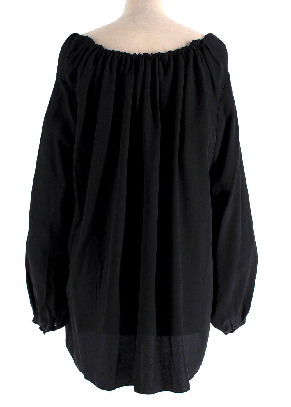 Saint Laurent Black Silk Peasant Blouse