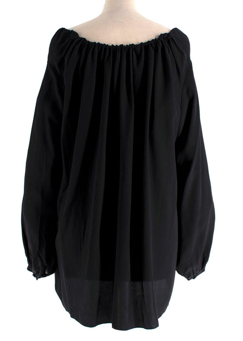Saint Laurent Black Silk Peasant Blouse