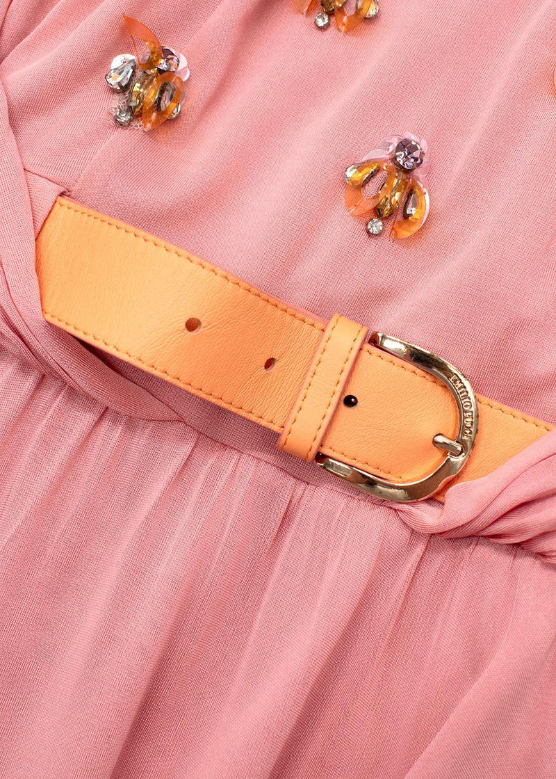 Emilio Pucci Embellished  Belted Pink Maxi Dress