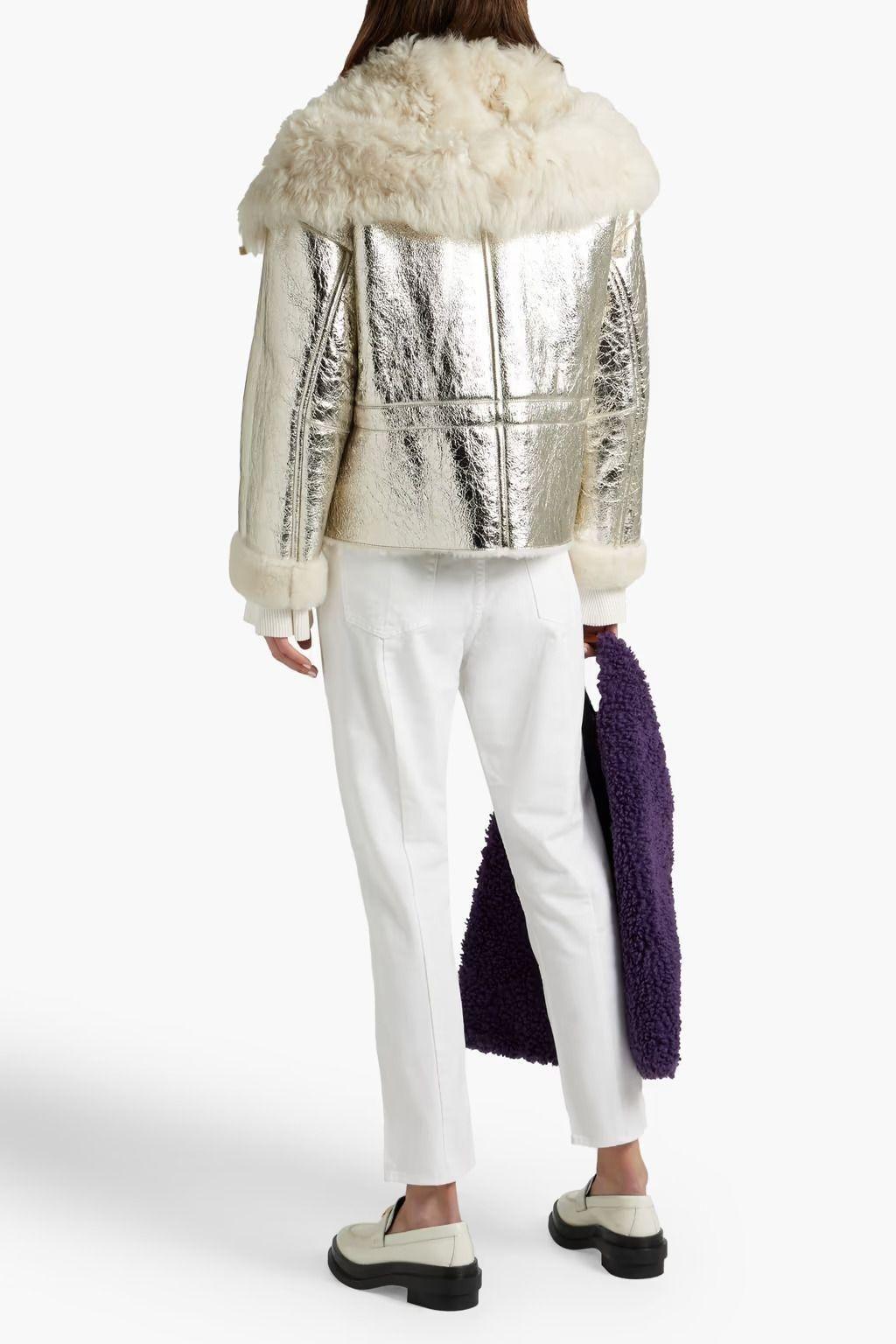 Yves Salomon Silver Metallic Lambskin Jacket
