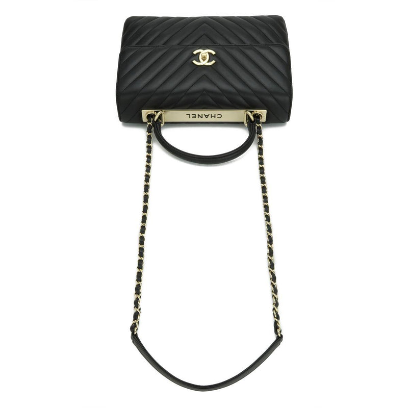 Chanel Black Chevron Trendy Top Handle Bag