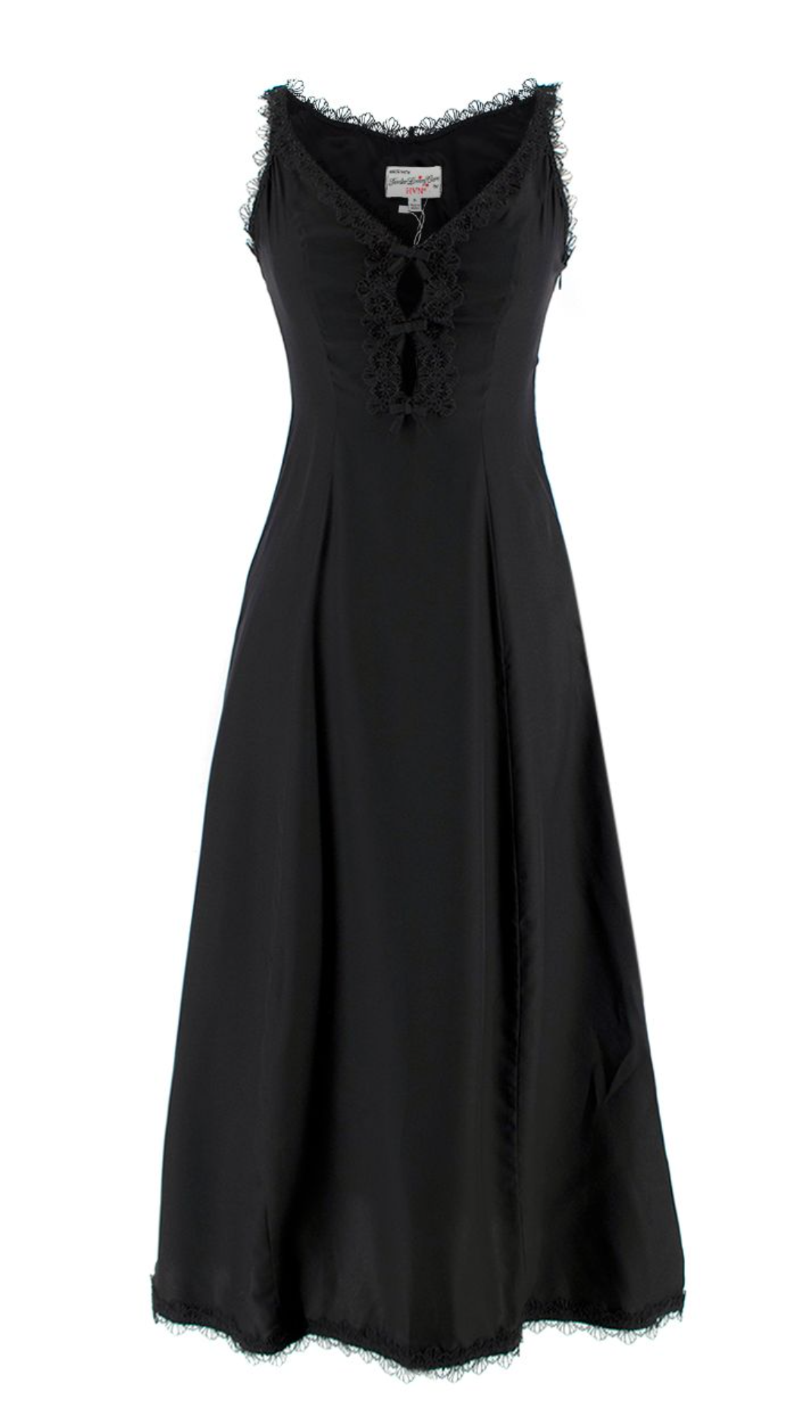 HVN Black Silk Bow Detail Maxi Dress