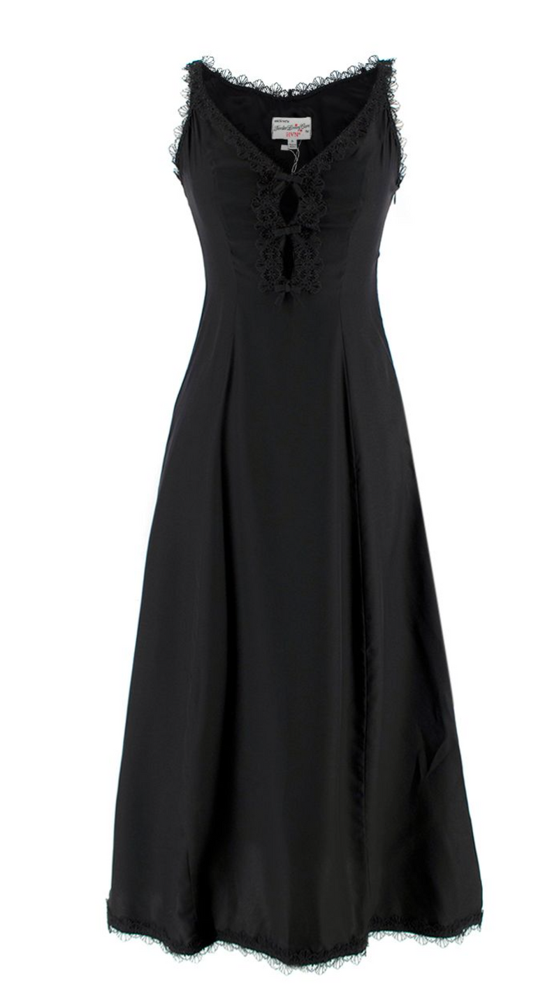 HVN Black Silk Bow Detail Maxi Dress