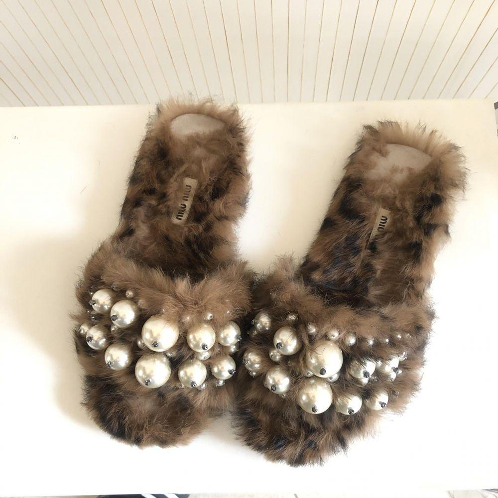 Embellished Faux Fur Slippers