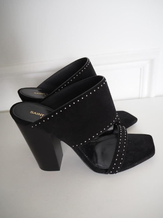 Saint Laurent Micro Studded Oak Mules