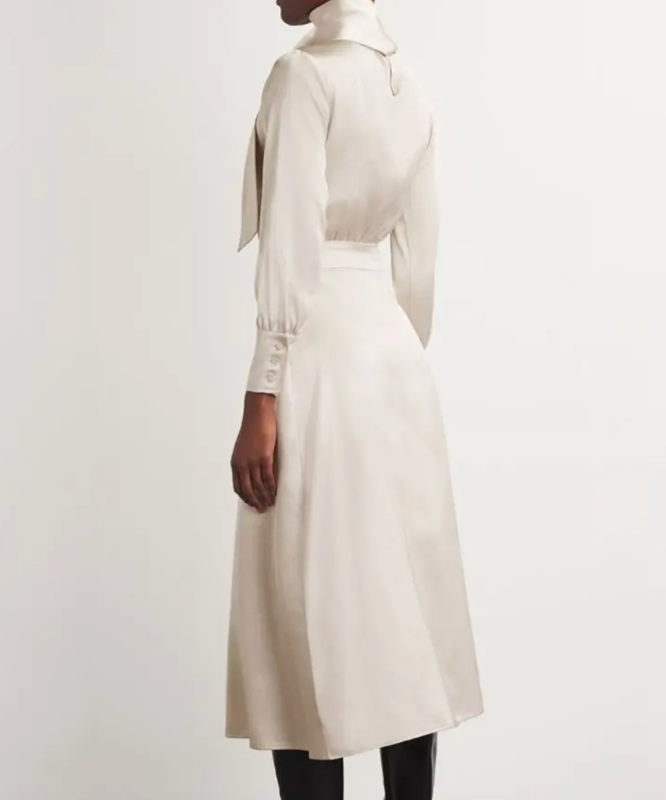Colombo Beige Silk Midi Dress