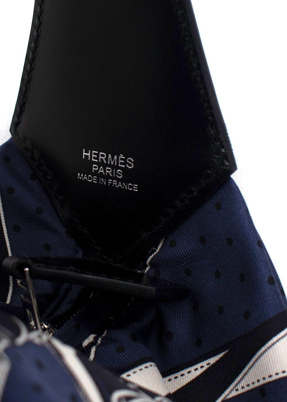 Hermes Navy Printed Silk Balusoie Bag