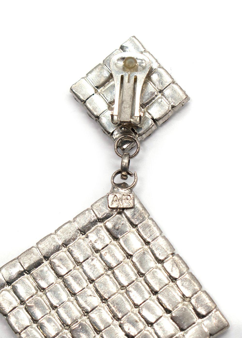 Alessandra Rich Large Crystal Square Clip on Earrings