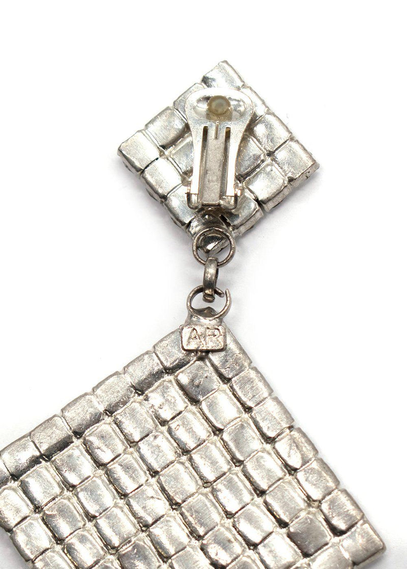 Alessandra Rich Large Crystal Square Clip on Earrings