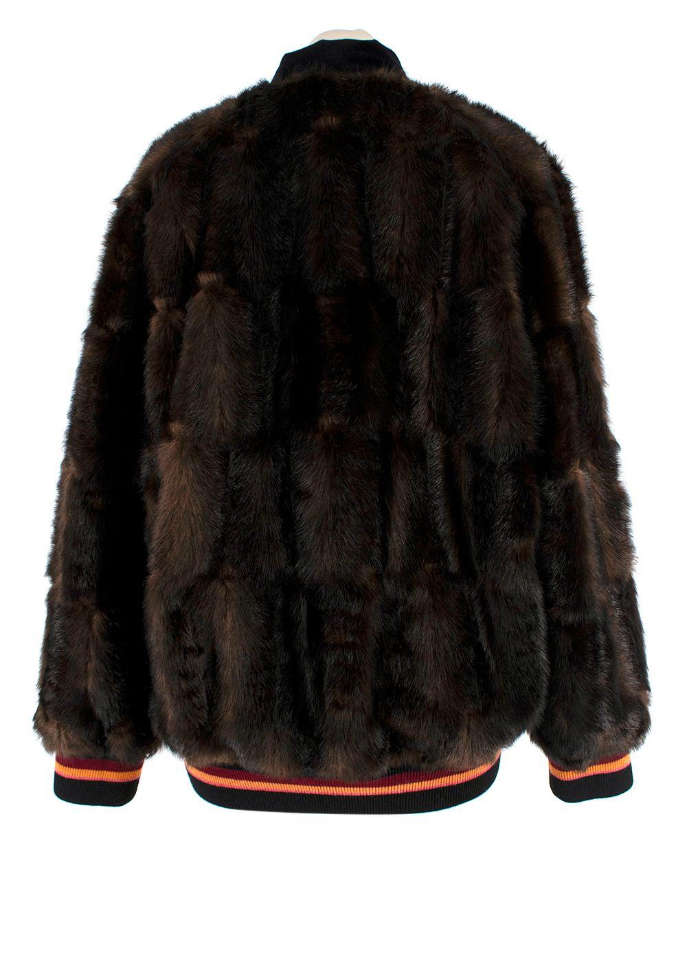 Etro Brown Faux Fur Bomber Jacket