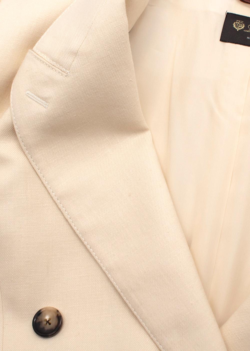 Loro Piana Cream Double Breasted Linen Blazer