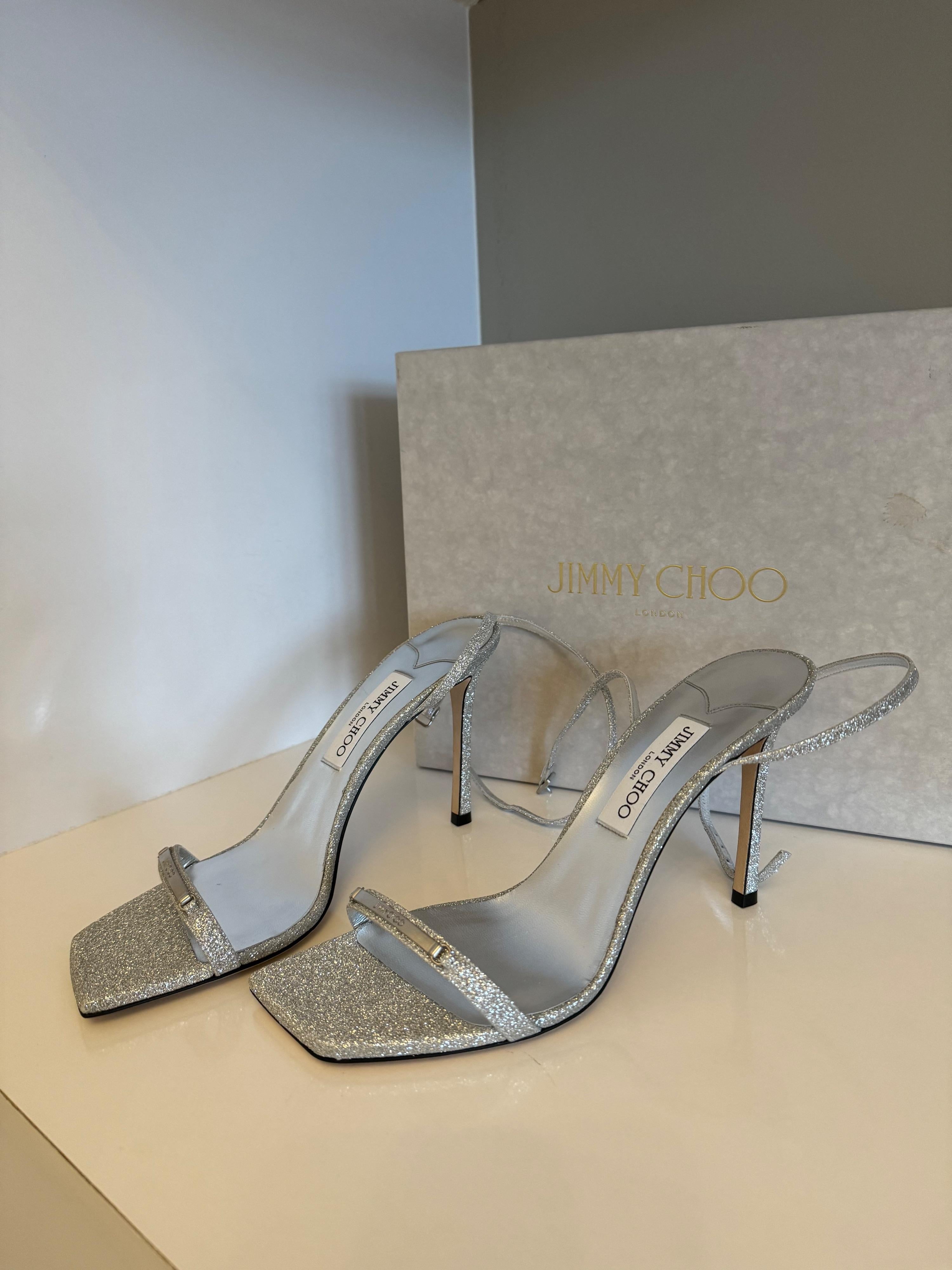 Jimmy Choo Silver Metallic Jaxon Sandals