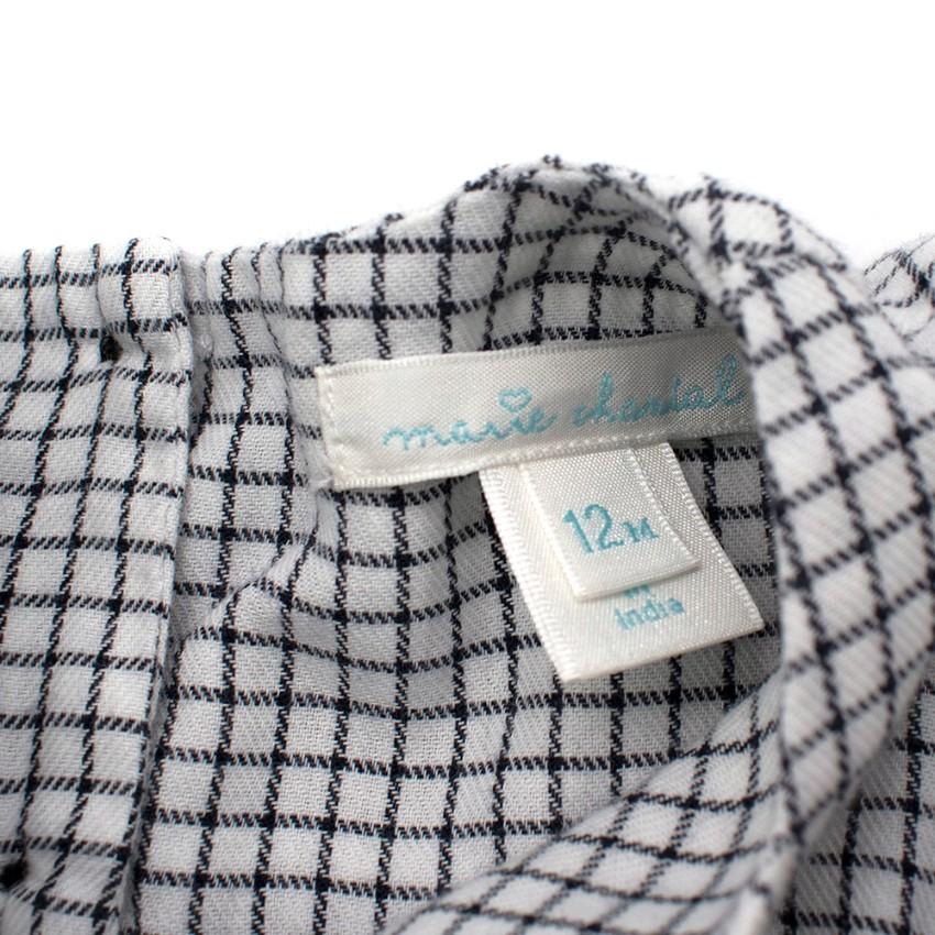 Marie Chantal White/Navy Check Cotton Long Sleeve Shirt