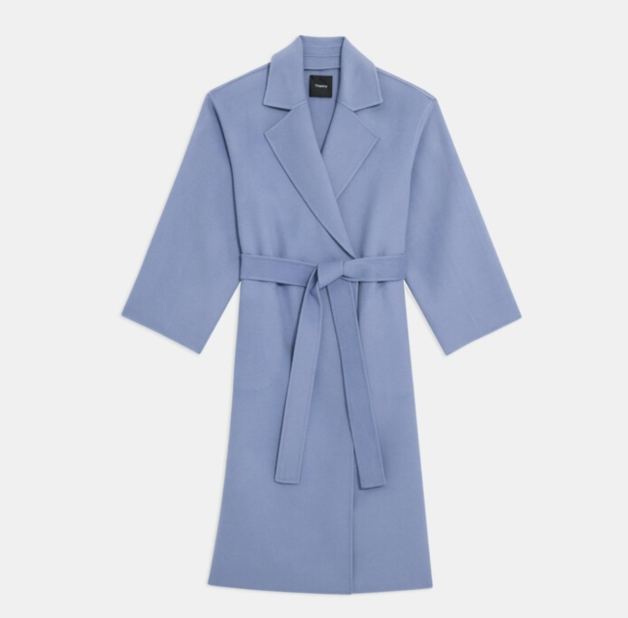 Theory Blue Double-Face Wool-Cashmere Wrap Coat