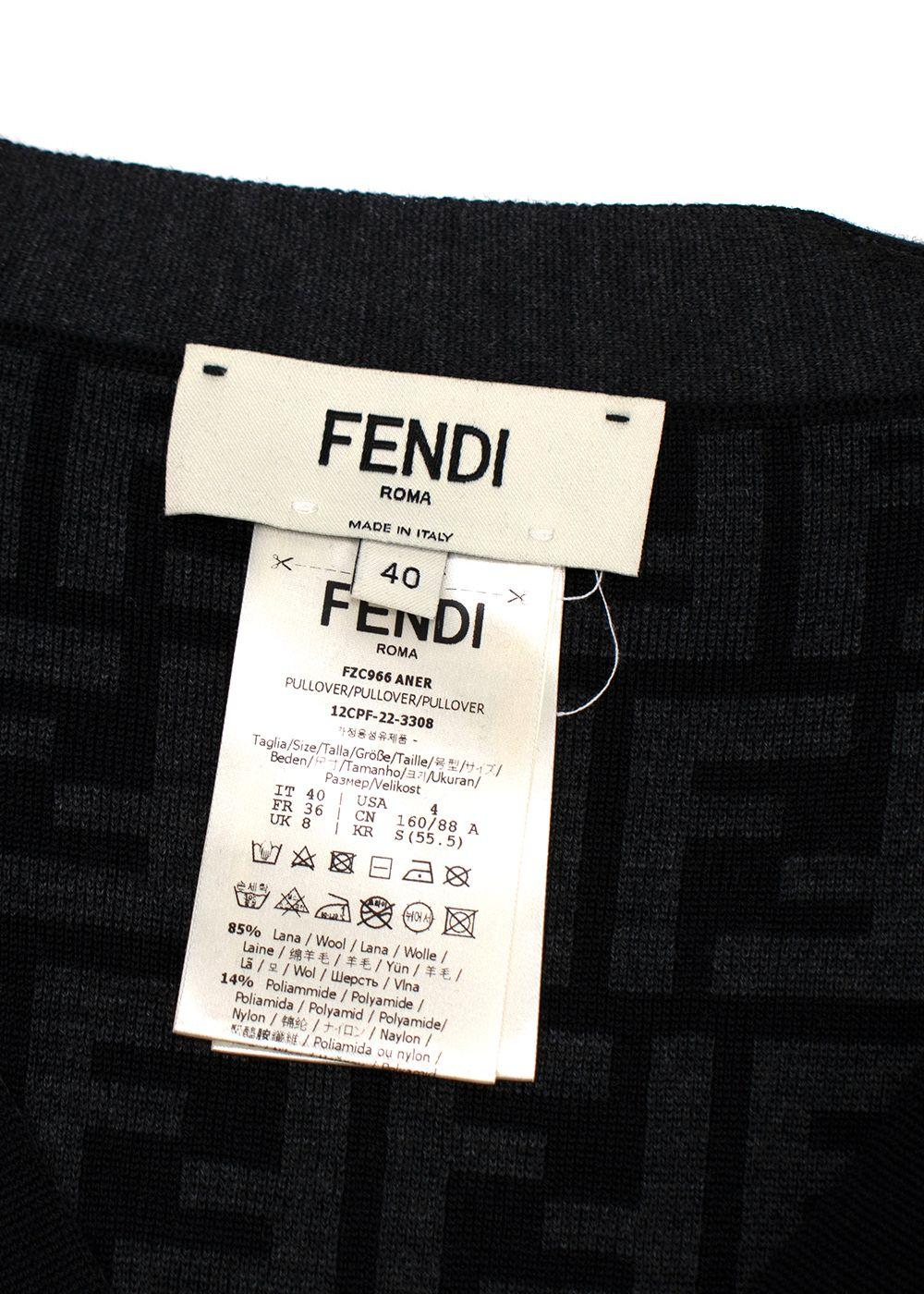 Fendi Black Knit Cardigan with Monogram Interior