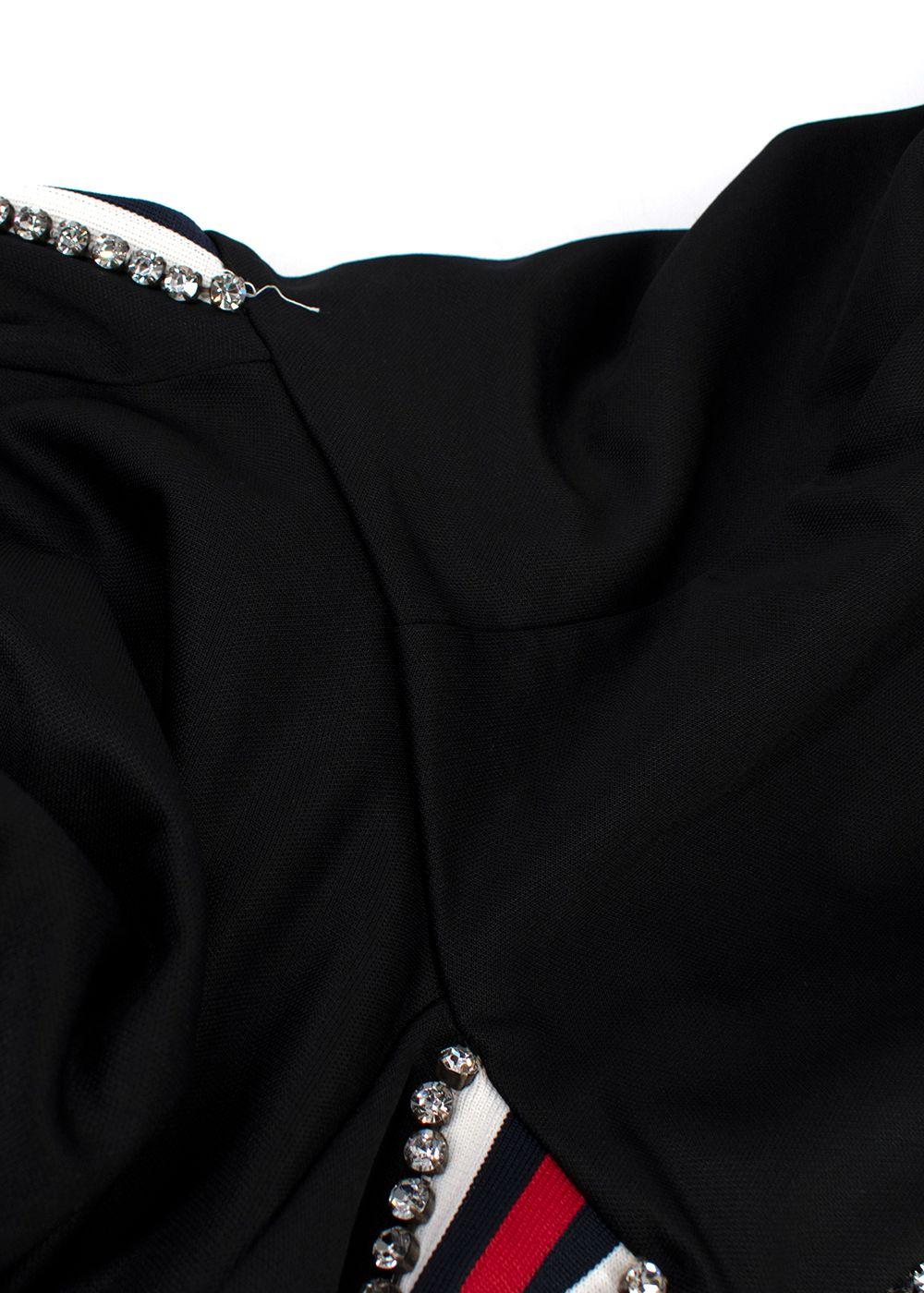 Gucci Black Crystal Stripe Sleeve Zip Up Hoodie