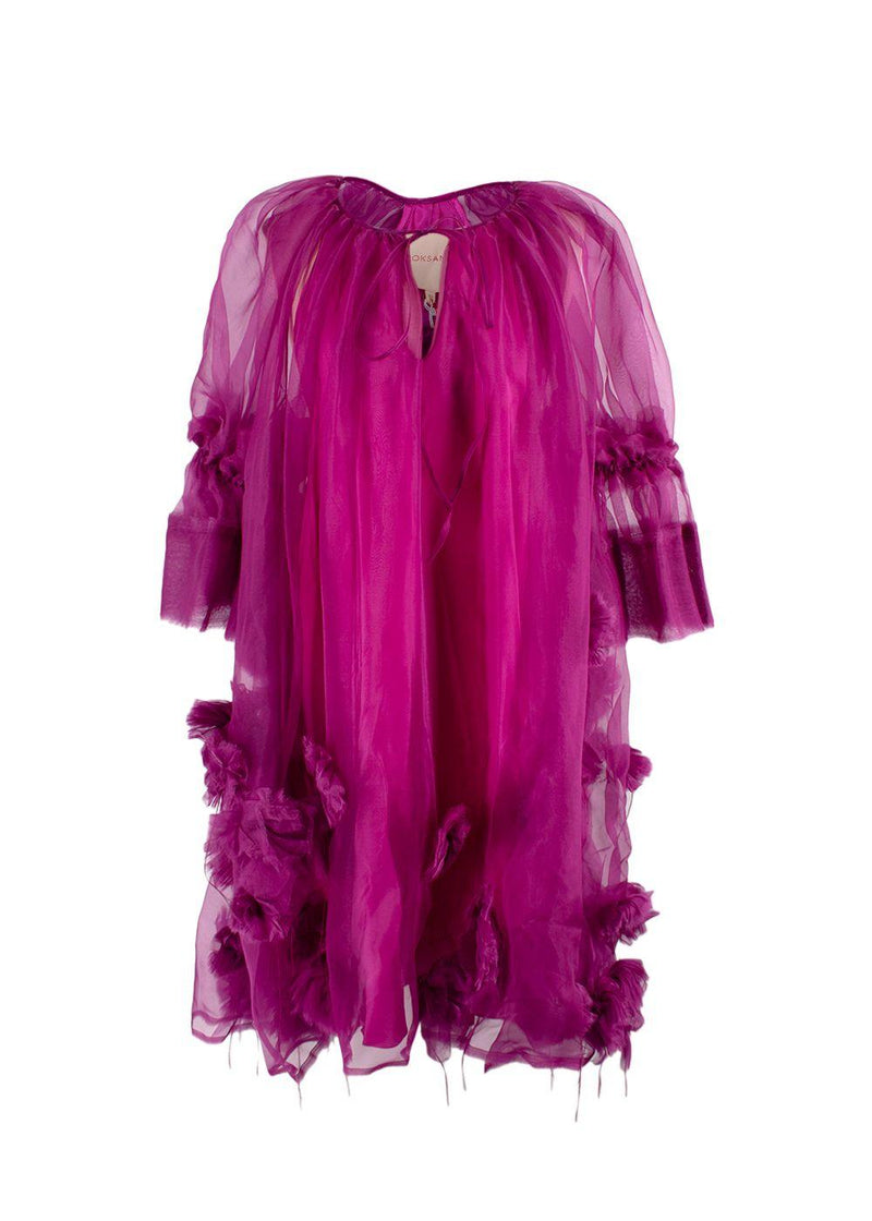 Roksanda Purple Silk Tulle Floral Applique Dress