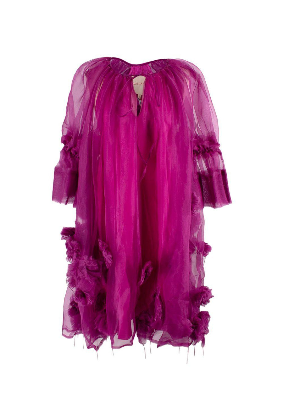 Roksanda Purple Silk Tulle Floral Applique Dress