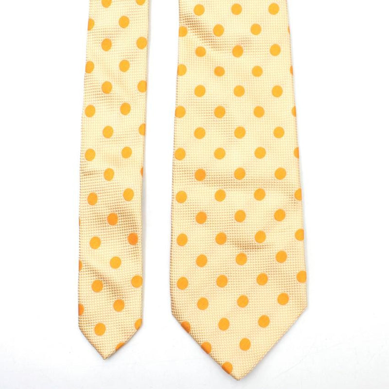 Henry Cottons Yellow Polka-Dot Print Silk Tie
