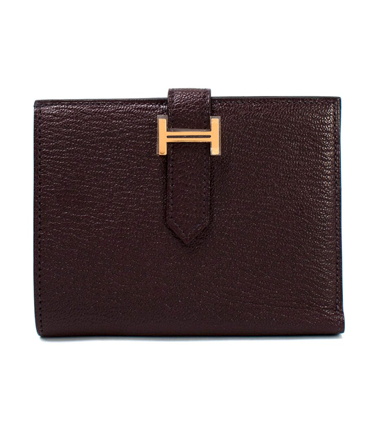 Hermes Rouge Sellier Chevre Mysore Compact Bearn Wallet