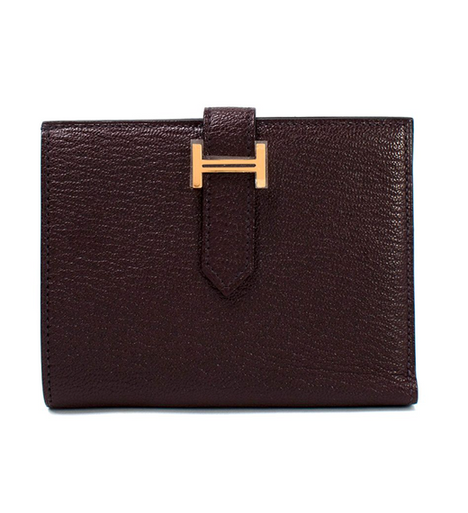 Hermes Rouge Sellier Chevre Mysore Compact Bearn Wallet